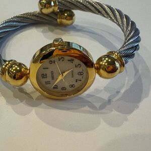 Gold and Silver Cable Bracelet Watch